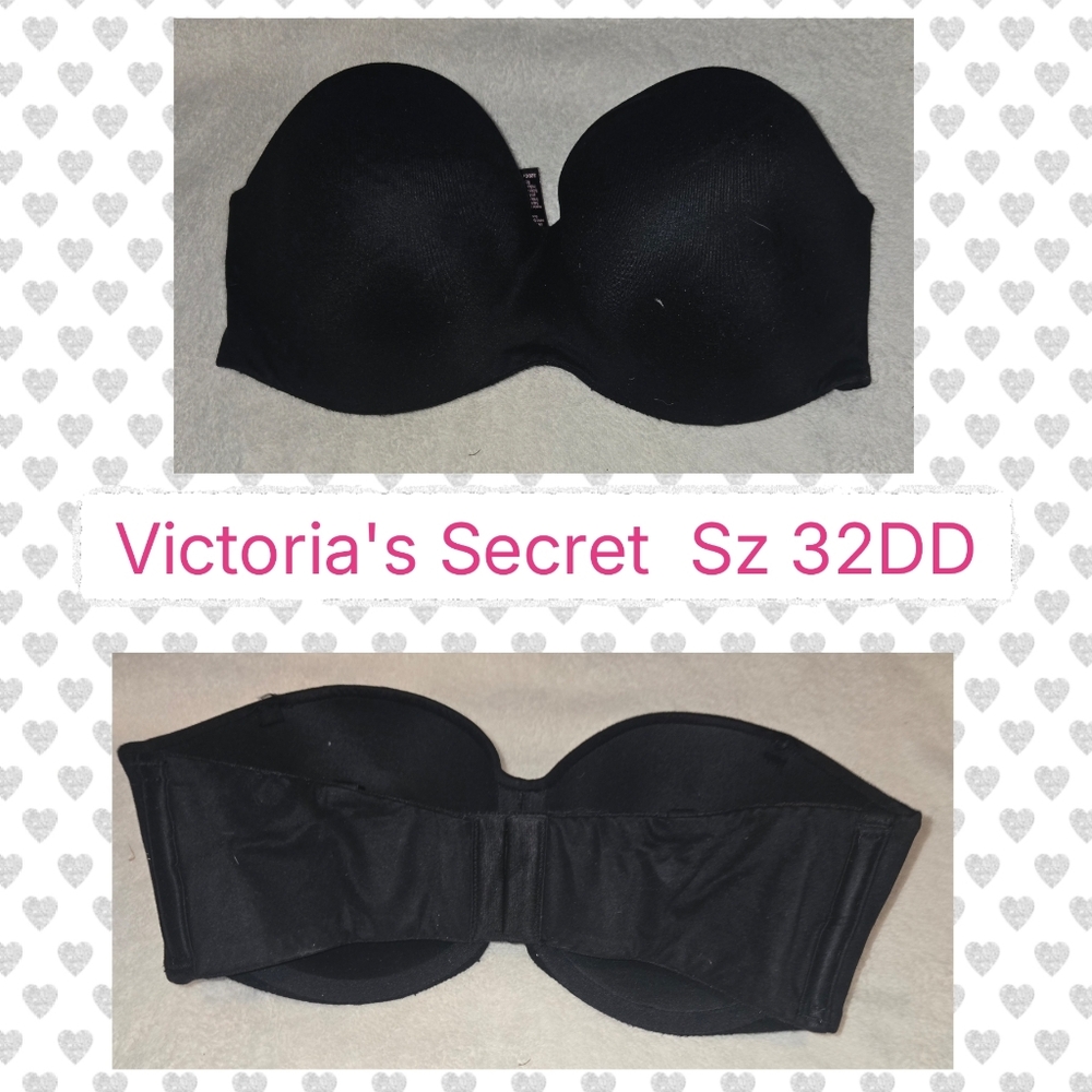 Victoria's Secret Strapless Black Bra - 32DD
